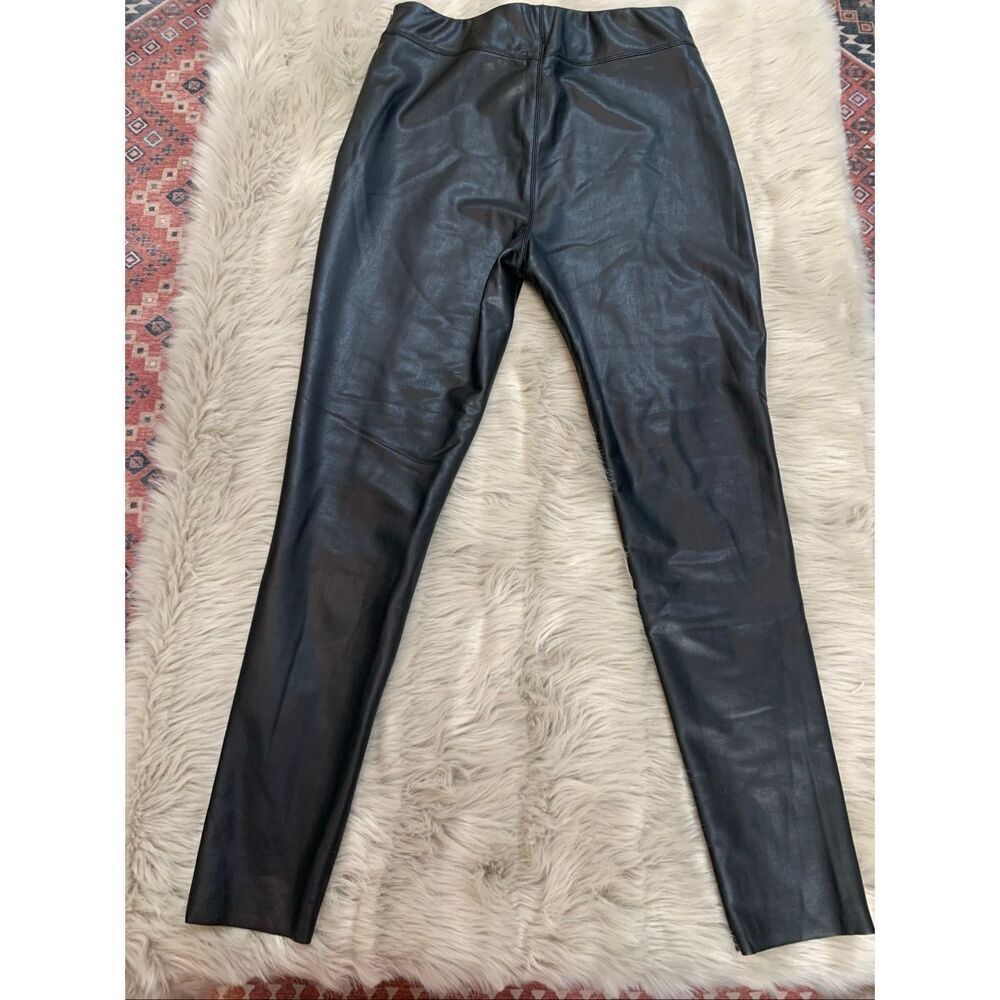 NWT TopShop Black  Faux Leather Pleated Skinny Pull-Up Lined Pants 14 - Picture 2 of 8